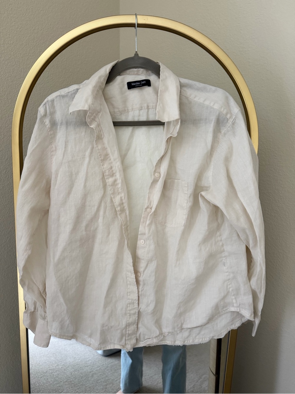 Massimo Dutti Off-White Linen Button-Down Shirt